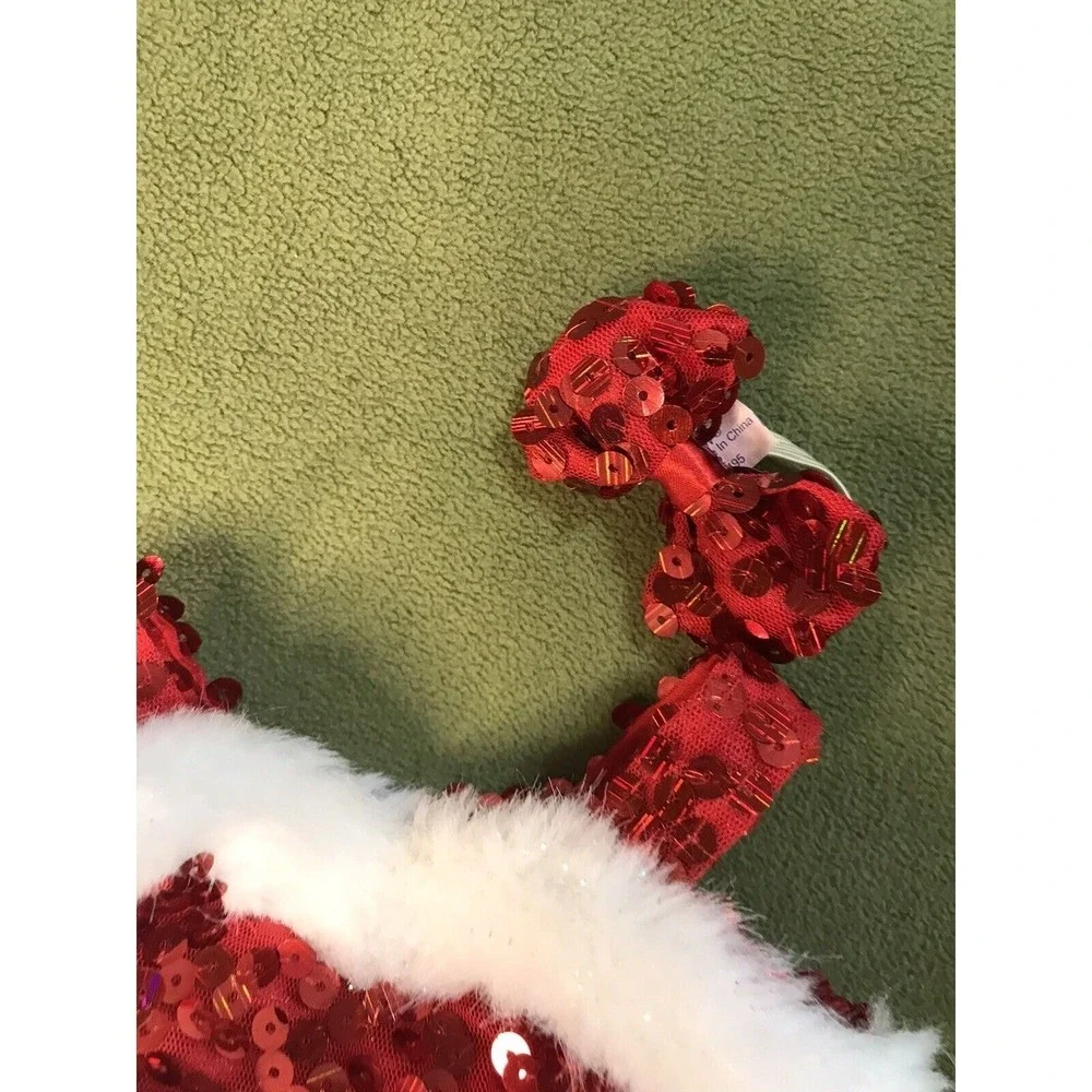 Build A Bear Red Sequin‎ Bow Dress White Ice Skates Sparkle 4 piece Lot
